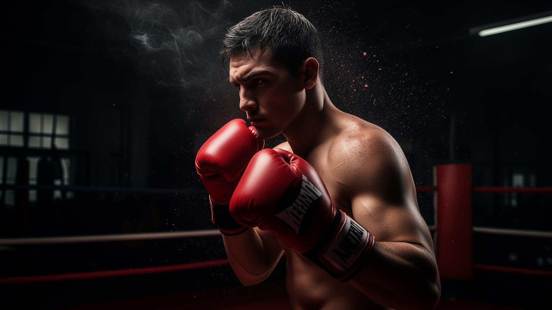 Boxeur en garde dans un ring